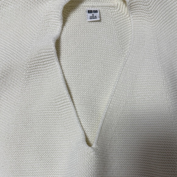 Uniqlo 3D Knit Cotton Sweater Short Sleeve Cream - Picture 3 of 5